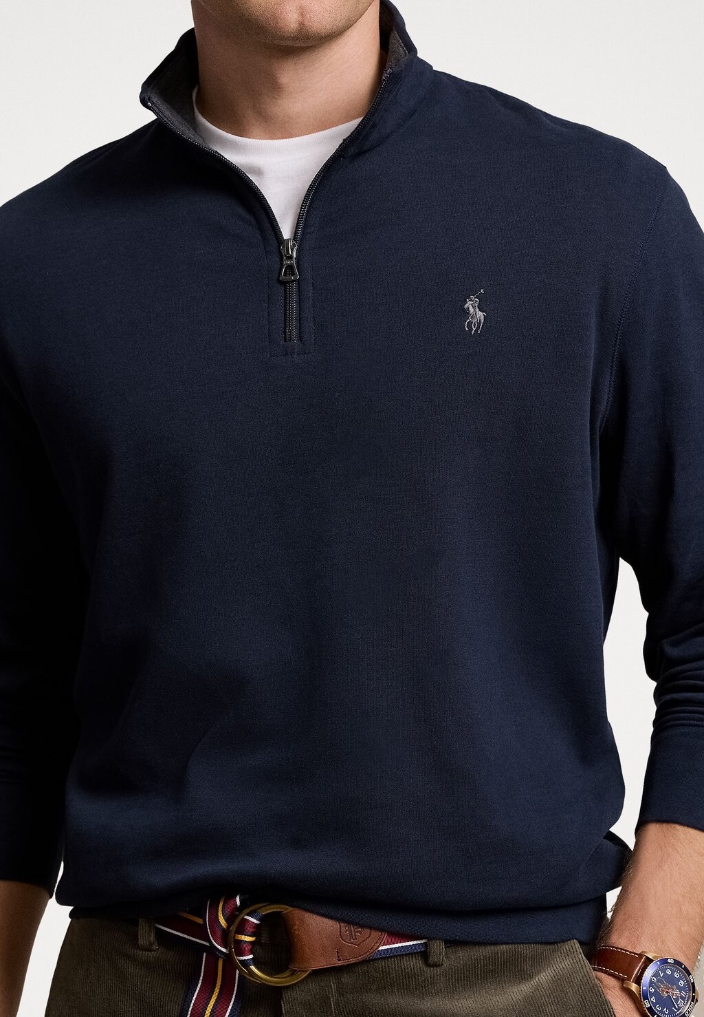 Топ с длинными рукавами LUXURY JERSEY QUARTER ZIP PULLOVER Polo Ralph Lauren, темно-синий — фото 3