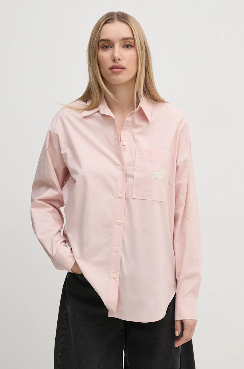 

Хлопковая рубашка Calvin Klein Jeans, розовый