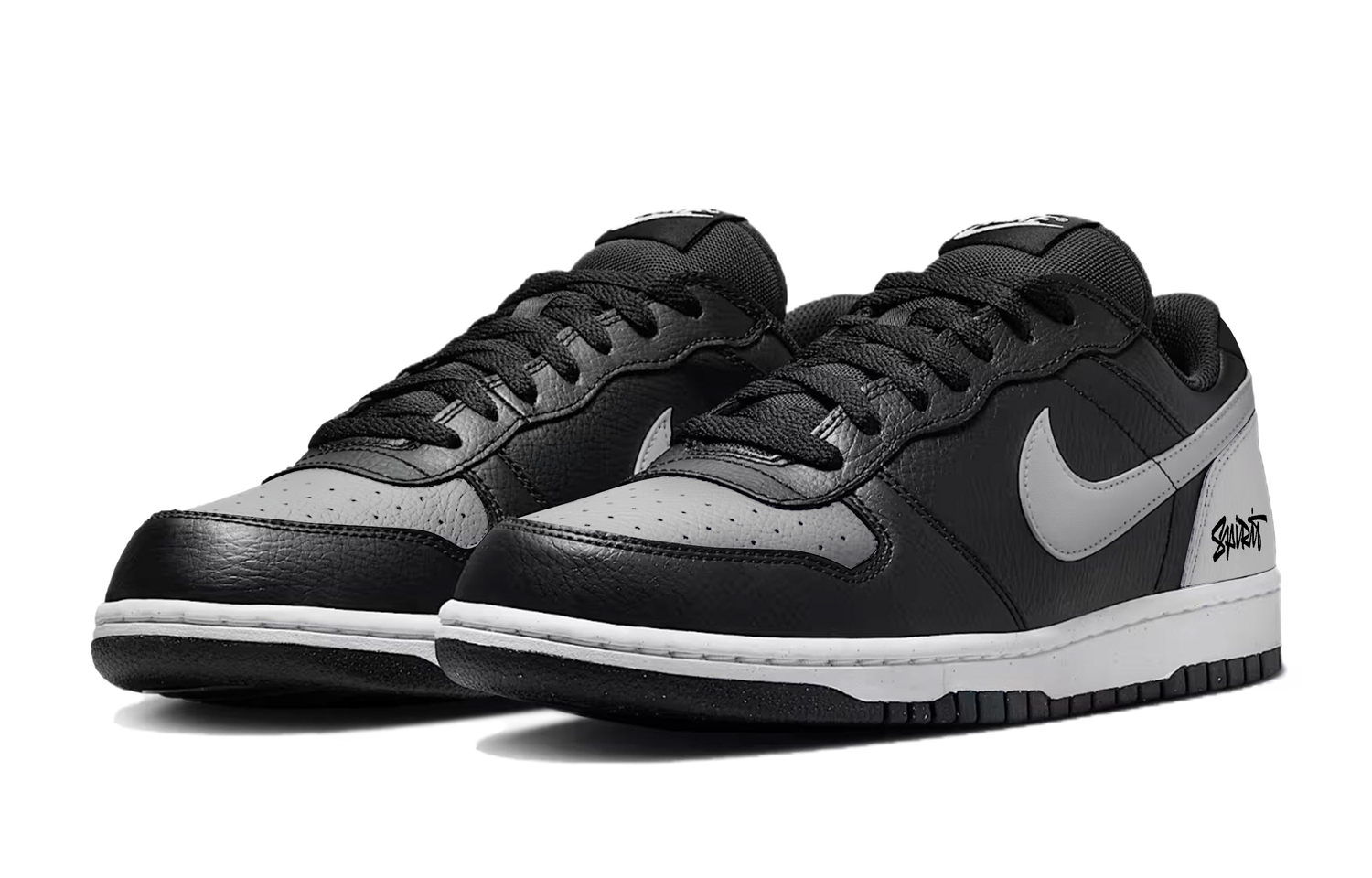 Nike Износостойкие низкие скейтбордистские кроссовки унисекс, черный и серый — фото 4