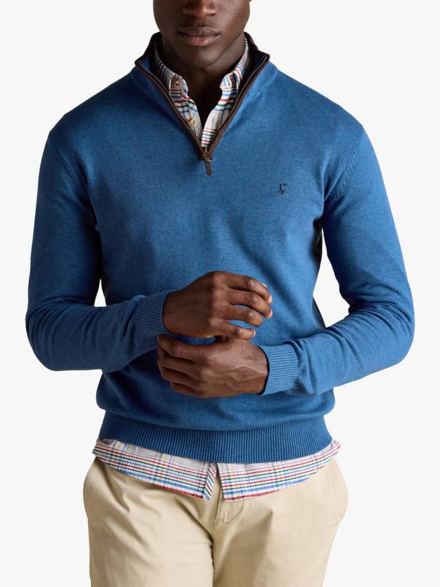 

Хиллсайд хлопковый джемпер с четвертью молнией Joules, Blue