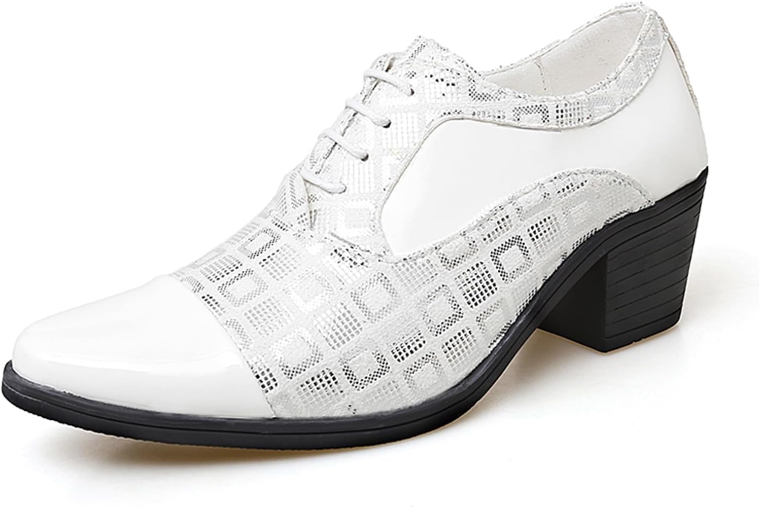 

Мужские оксфорды из лаковой кожи с шнуровкой, массивным каблуком и заостренным носком, универсального стиля, с нескользящей подошвой, удобные дерби для офиса, работы, выпускного, вечеринки, повседневной носки и деловых мероприятий Tixewsjh, белы...