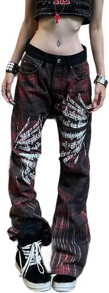 

Женские готические джинсы wide leg loose в стиле y2k XYGJZ