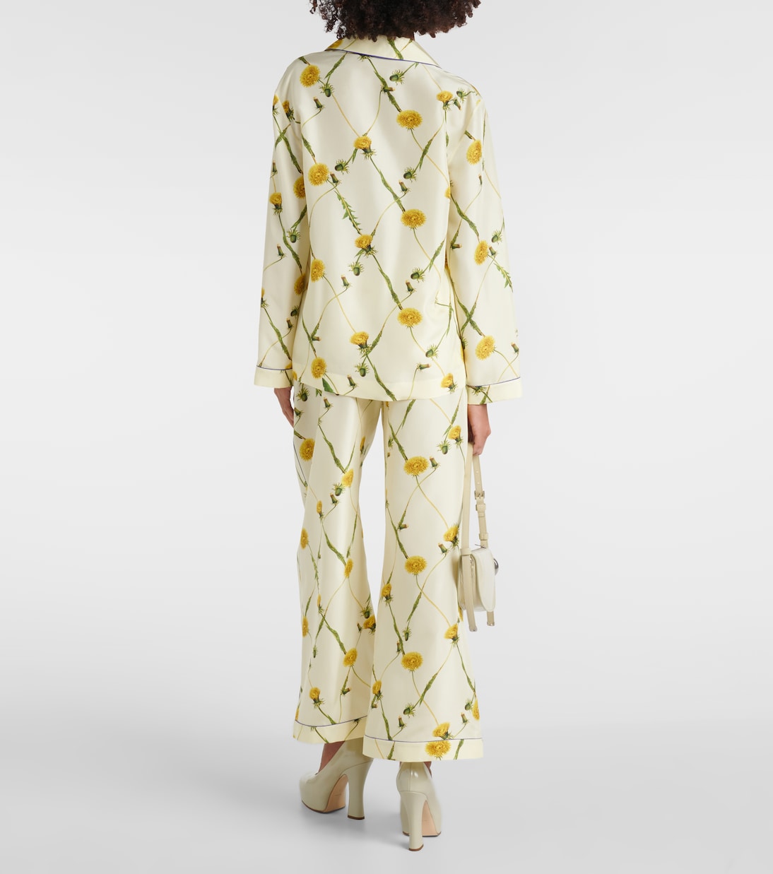 Пижамная рубашка Burberry из шелкового поплина с цветочным принтом Sherbert Ip Pattern — фото 3