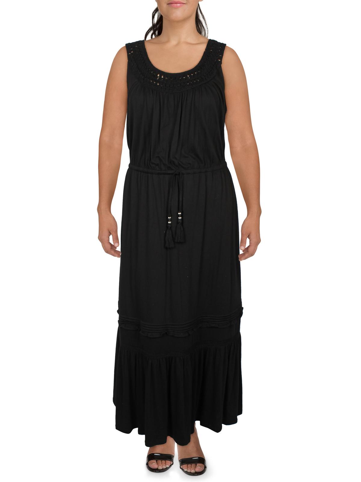 

Женское многоярусное платье макси, связанное крючком Lauren Ralph Lauren, черный