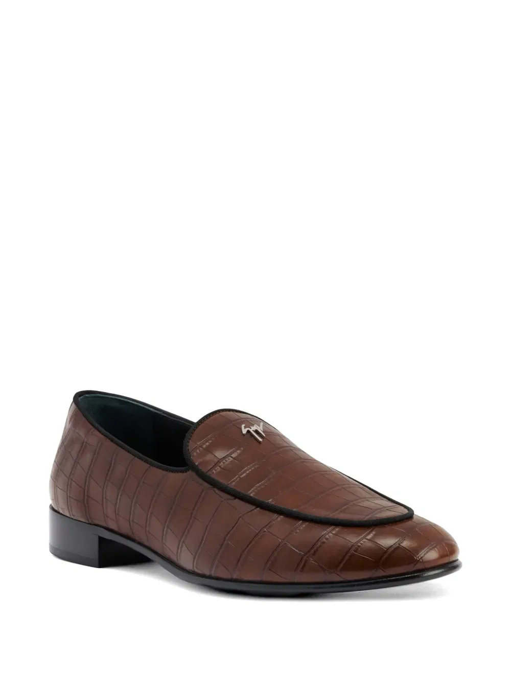 Лоферы с логотипом, имитирующим крокодиловую кожу Giuseppe Zanotti, коричневый — фото 2