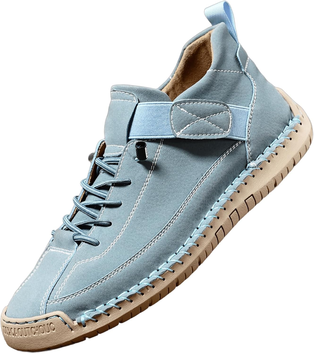 

Мужские кожаные ботинки-чукка на щиколотку, ручная работа, удобная кожаная обувь, слипоны с мягкой ортопедической поддержкой для походов, кемпинга и вождения Generic, Lake Blue