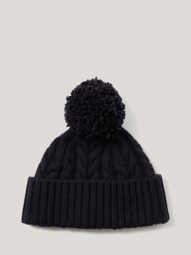 

Вязаная шапка с помпоном из чистой шерсти Jigsaw, Navy