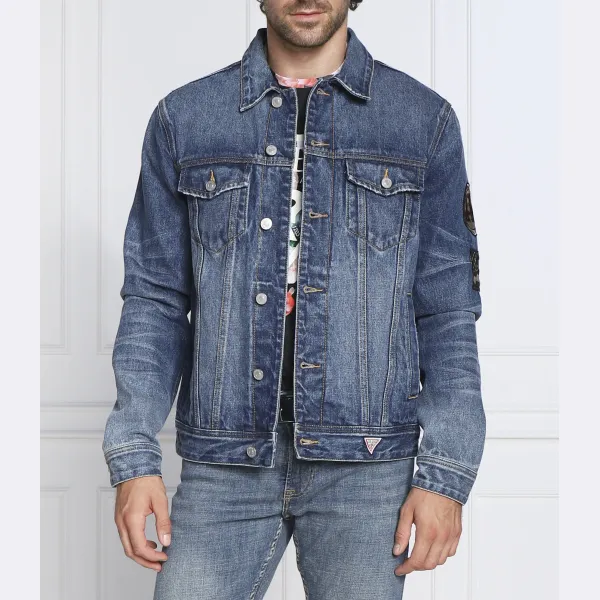 

Джинсовая куртка классического кроя из крокодила Guess, синий