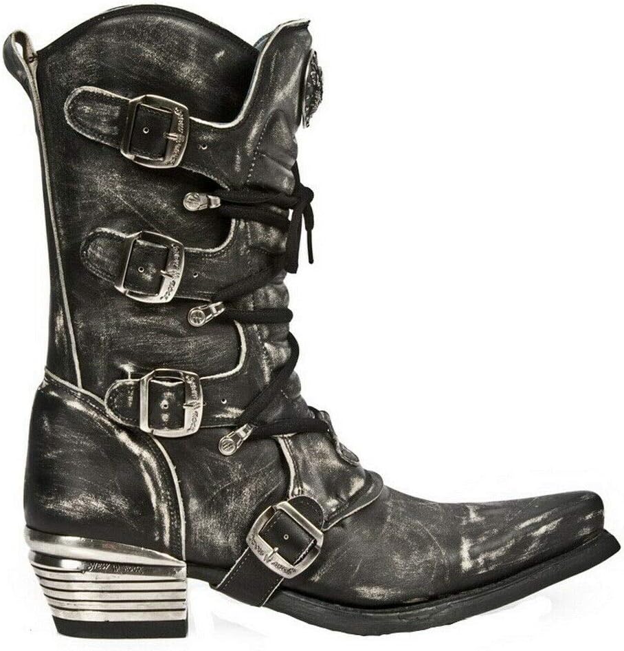 

Мужские кожаные ботинки New Rock M.7993-S3 черного и серого цвета из телячьей кожи Dallas
