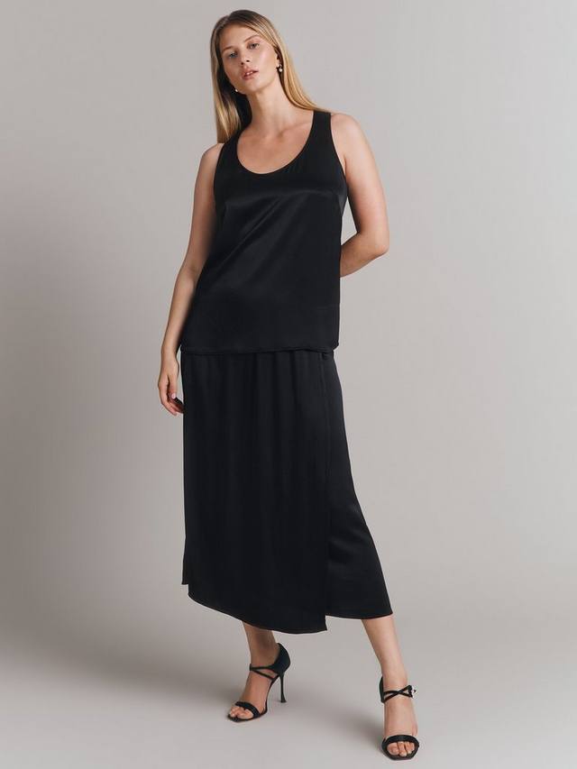 

Aleya юбка миди из сатина с запахом Ghost, Black