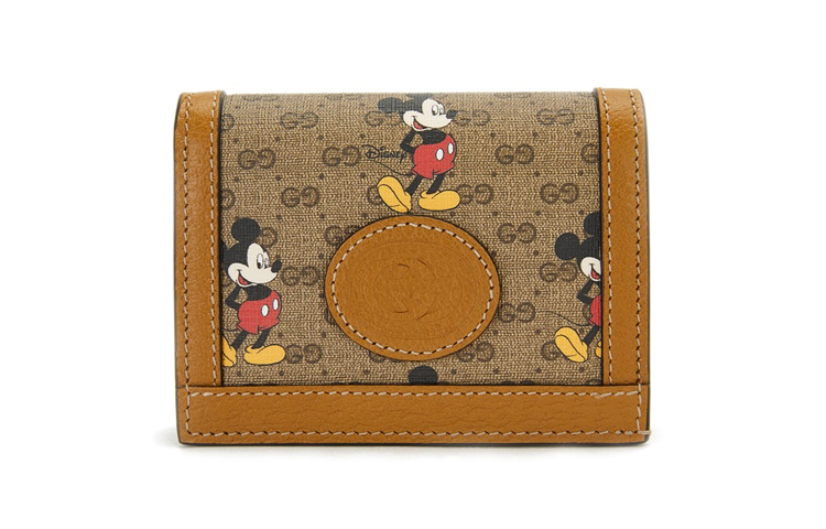 

Дисней, Коллаборация Холщовая Сумка с Кожаным Кошельком, Картхолдер Унисекс Бежевый/Эбеновый/Коричневый GUCCI
