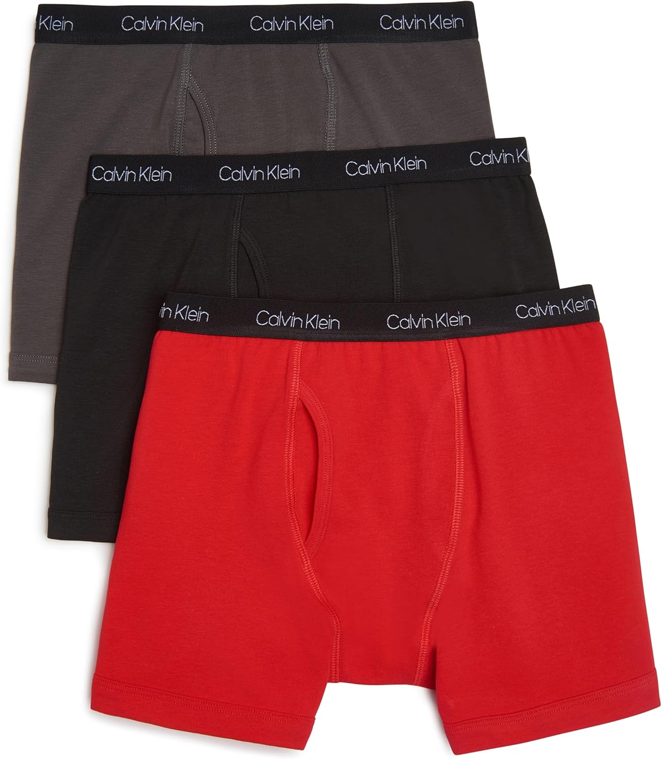 

Комплект из 3 трусов-боксеров для мальчиков Calvin Klein, High Risk Red/Black/Castle Rock