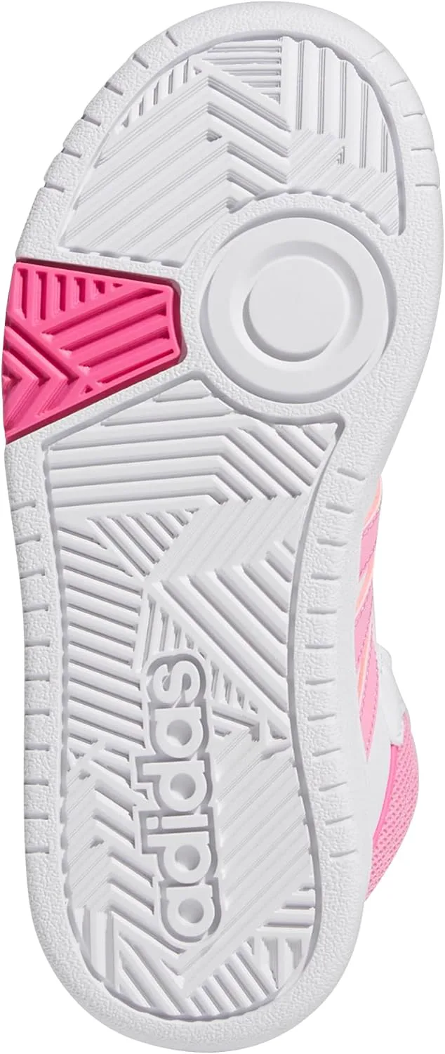 Баскетбольные кроссовки Adidas Kids' Hoopds среднего верха, белый/розовый — фото 4