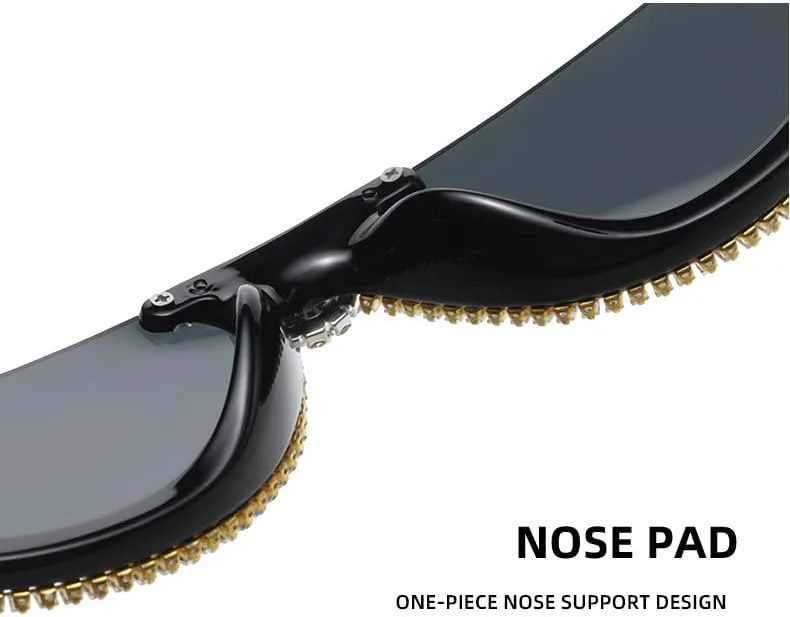 

Солнцезащитные очки Willochra в полуободковой оправе со стразами, бриллиантовые очки, очки-«кошачий глаз», хрустальные солнцезащитные очки для женщин, Black