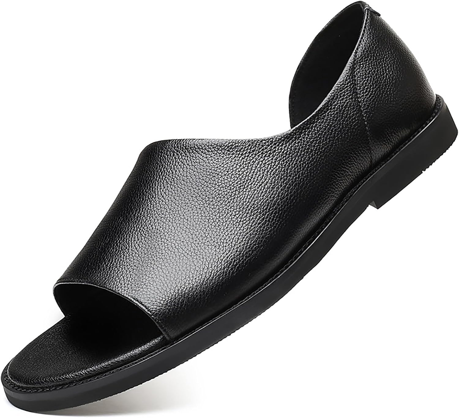 

Мужские сандалии-слипоны из натуральной кожи с вырезами, удобные, с открытым носком, для активного отдыха и пляжа, легкие, рыбачьи Lvomu, черный