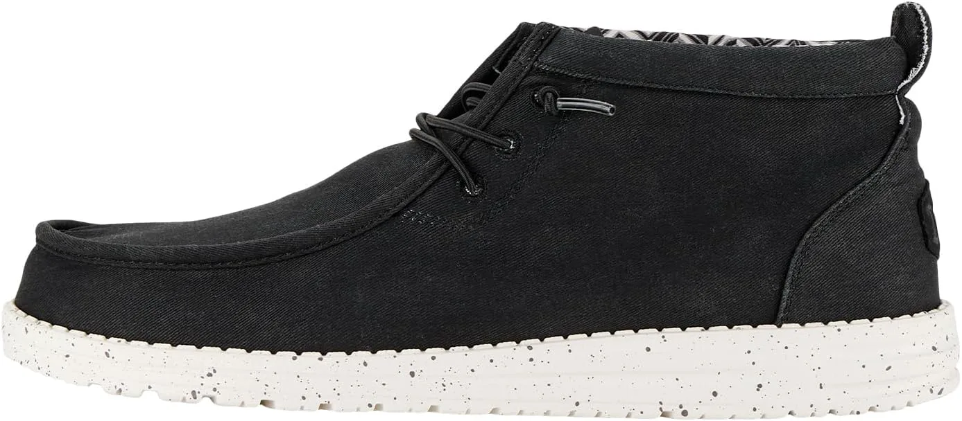 

Мужские ботинки HEYDUDE Wally Mid Stretch Canvas | Легкие средние кеды из текстиля с системой легкого надевания и эластичными шнурками, черно-белый