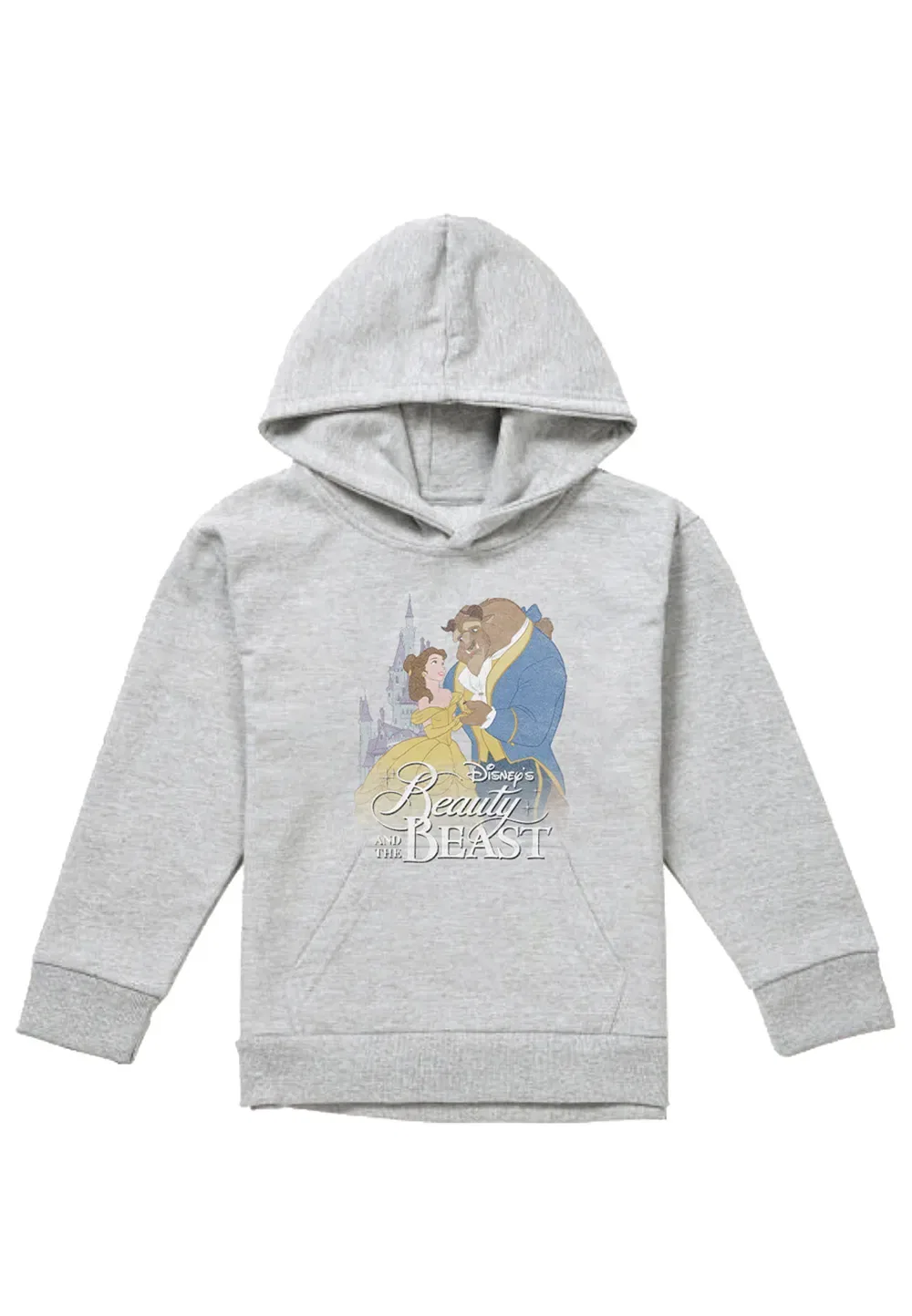 Детская худи с принтом Beauty and the Beast, Disney, серый