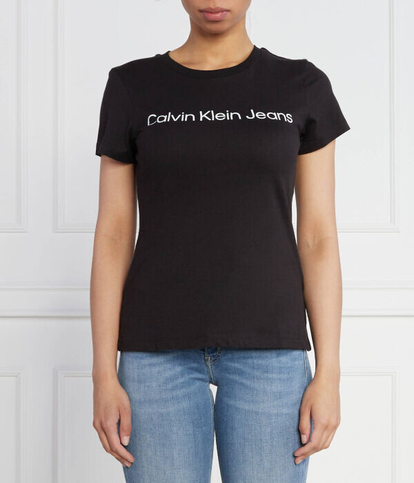 

Футболка женская Calvin Klein Jeans облегающего кроя с логотипом бренда, черный