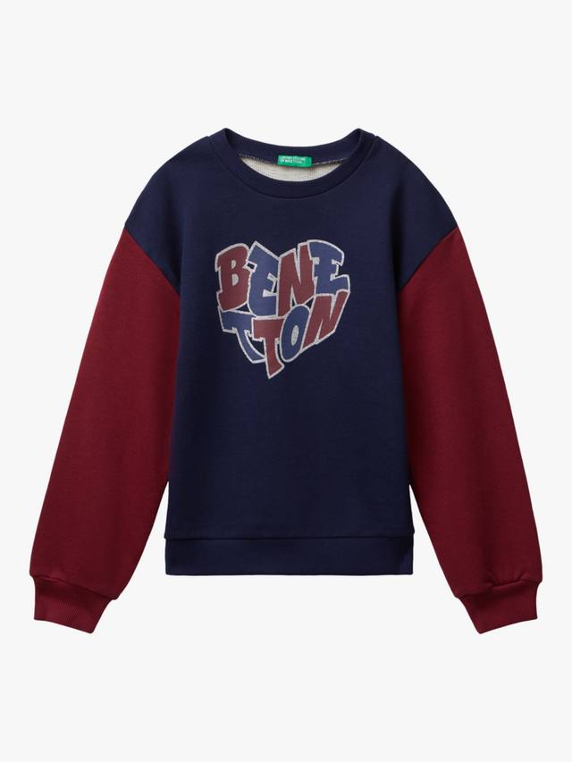 

Детский хлопковый свитшот с цветными блоками и круглым вырезом Benetton, Multi