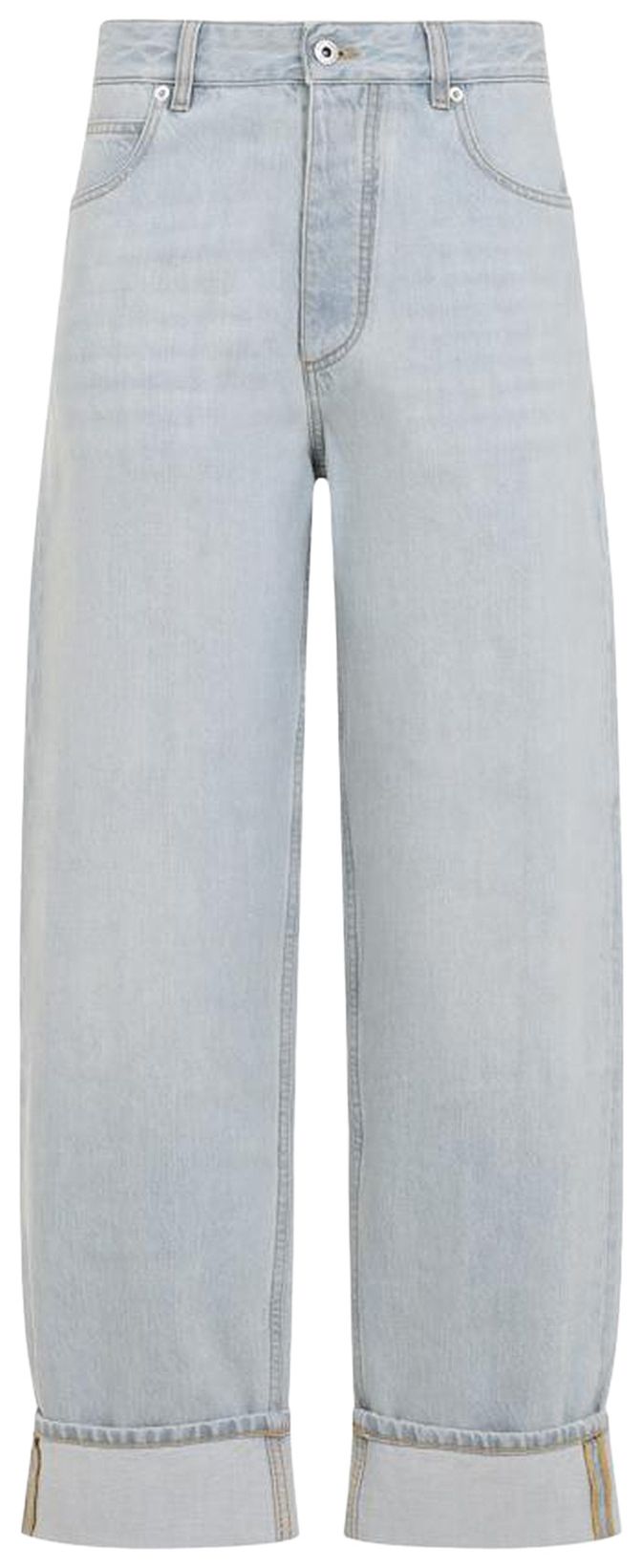

Джинсы Bottega Veneta Cuffed Straight Leg Jeans 'Light Blue', синий