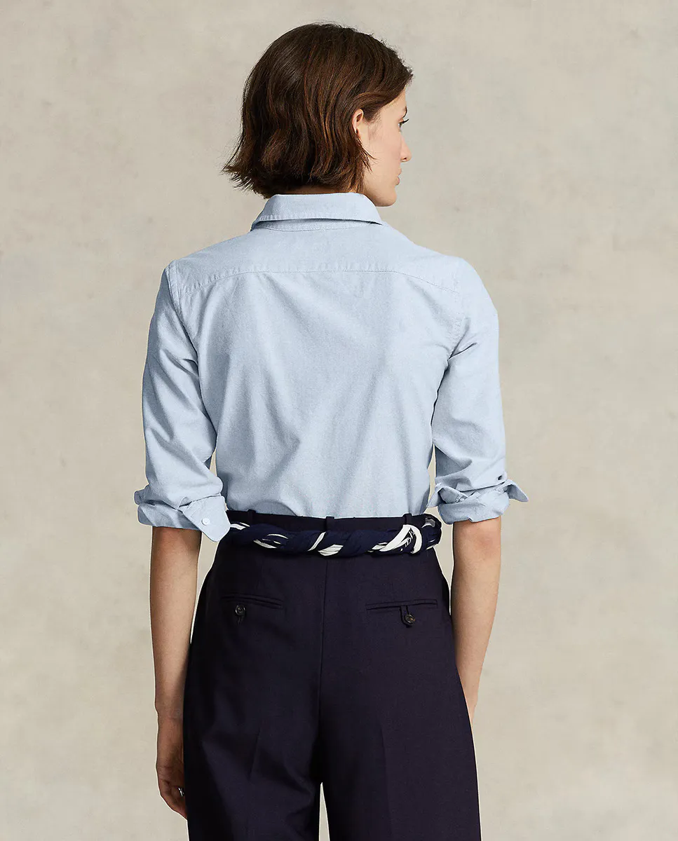 Женская базовая рубашка с контрастным логотипом Polo Ralph Lauren, синий — фото 2