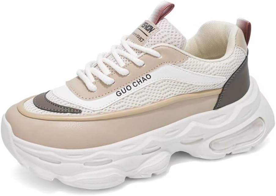 

Мужские кроссовки Jakcuz с комфортной дышащей сеткой, массивной подошвой, для тенниса, работы и тренировок, легкие и с амортизацией, бежевый