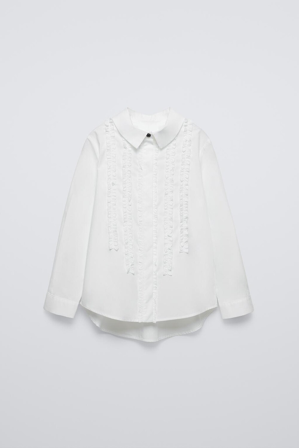 

Рубашка из поплина с оборками жабо ZARA, белый