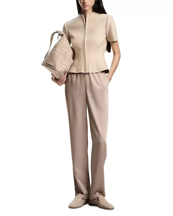 Прямые брюки из креповой саржи с эластичным поясом Emporio Armani, Dune — фото 2
