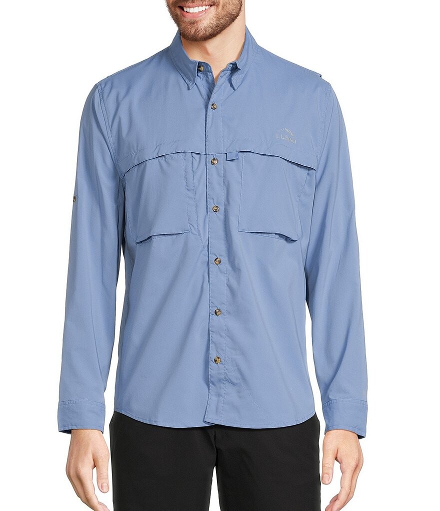 

Рубашка из эластичной ткани с длинными рукавами L.L.Bean Performance Tropicwear, синий