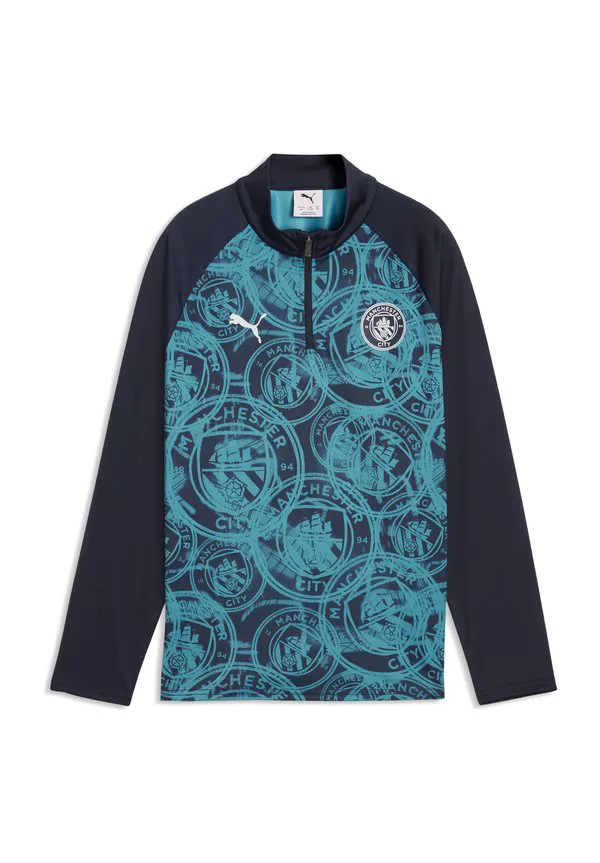 Футболка с длинными рукавами manchester city aufwärmoberteil Puma, Deep Navy-Tropical Blue