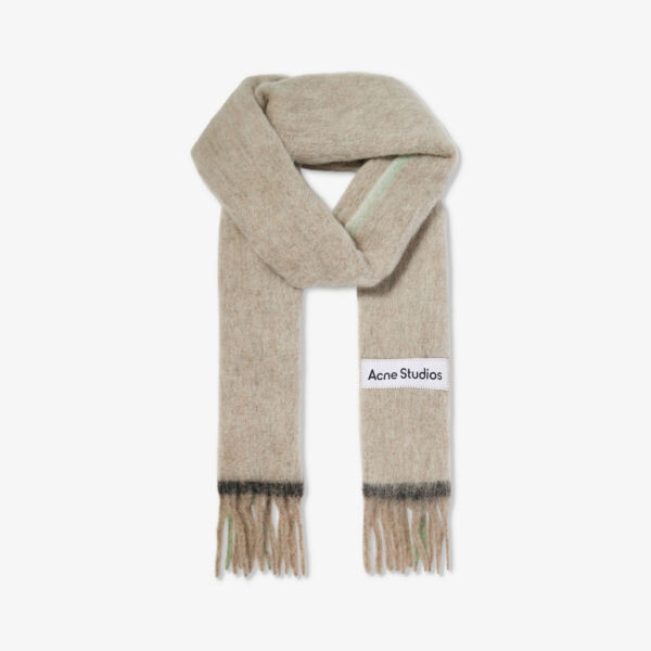 

Шарф из шерстяной смеси с фирменной нашивкой Vally Acne Studios, бежевый