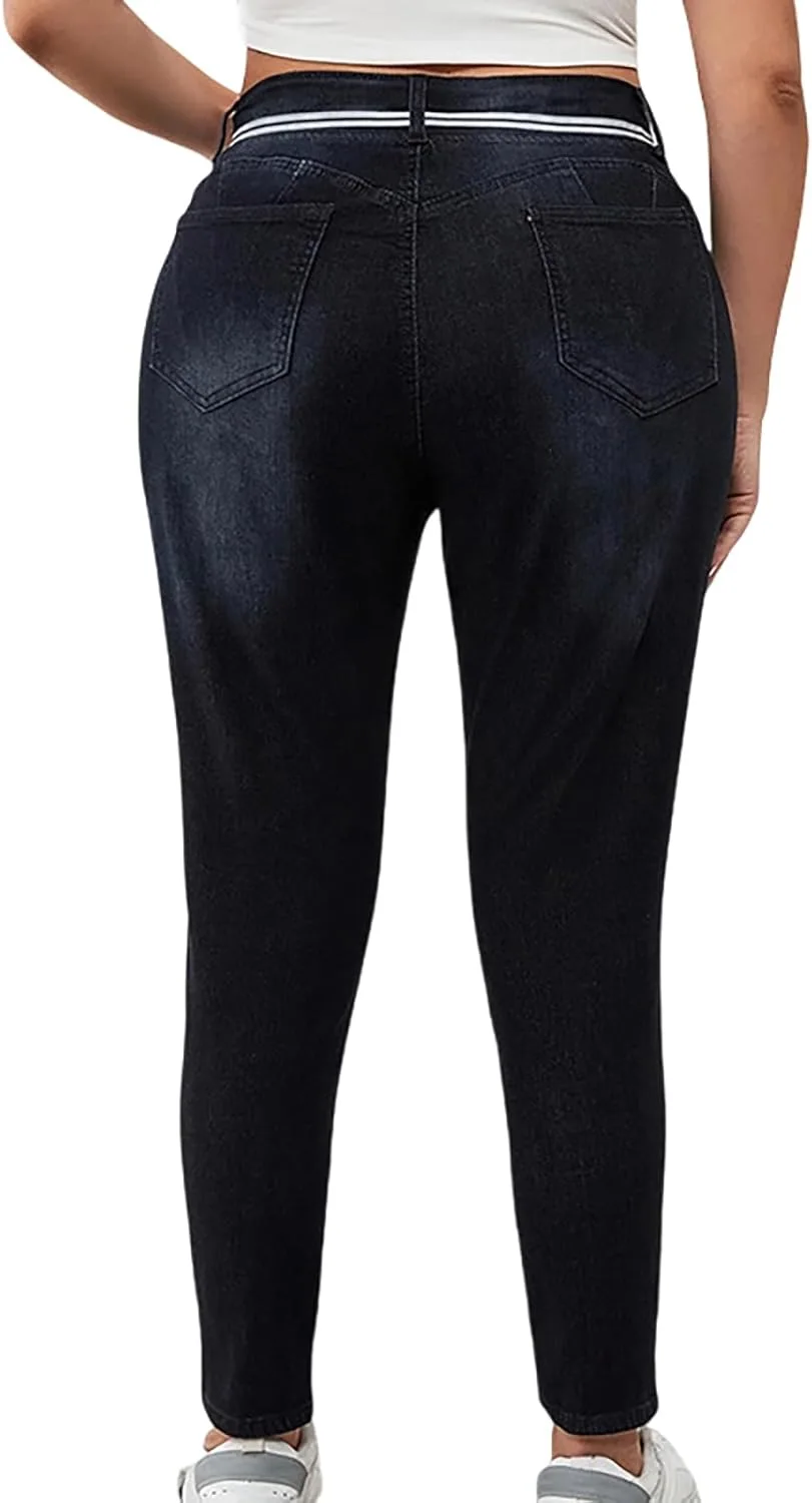 Женские джинсы Plus Size Skinny – облегающие с карманами — фото 3
