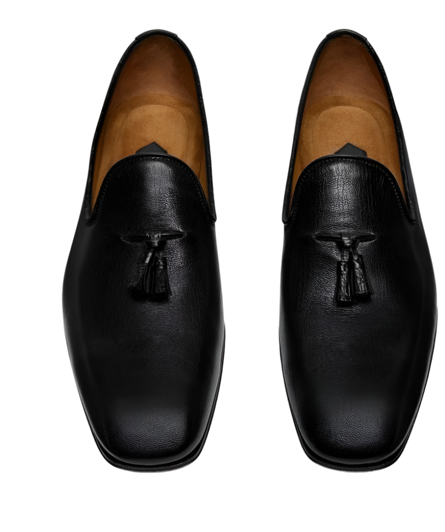 

Мужские тапочки Tom Ford Bailey Tassel из зернистой кожи черного цвета