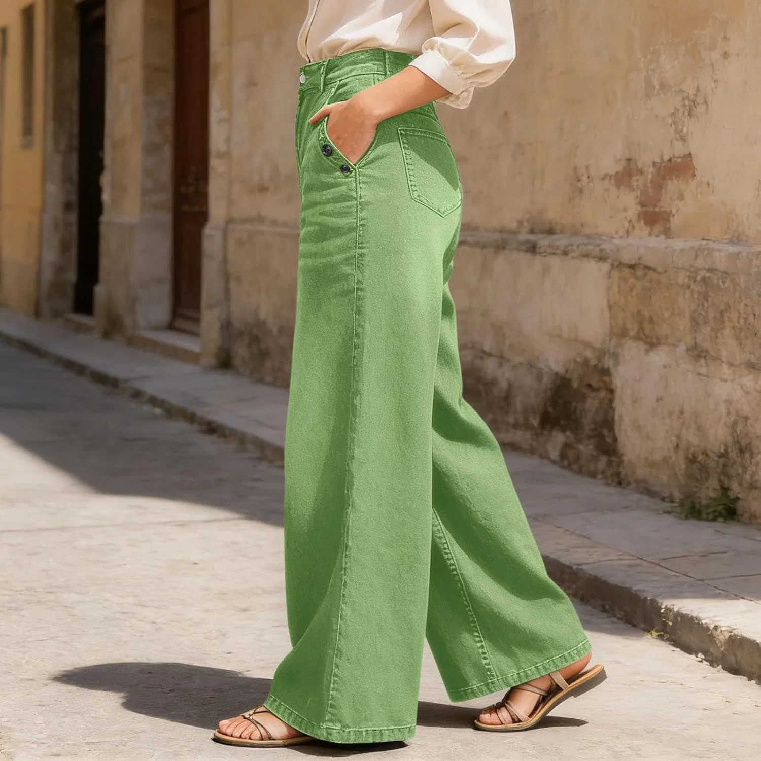 Джинсы, широкие, Barrel Jeans for Women, зеленый — фото 2
