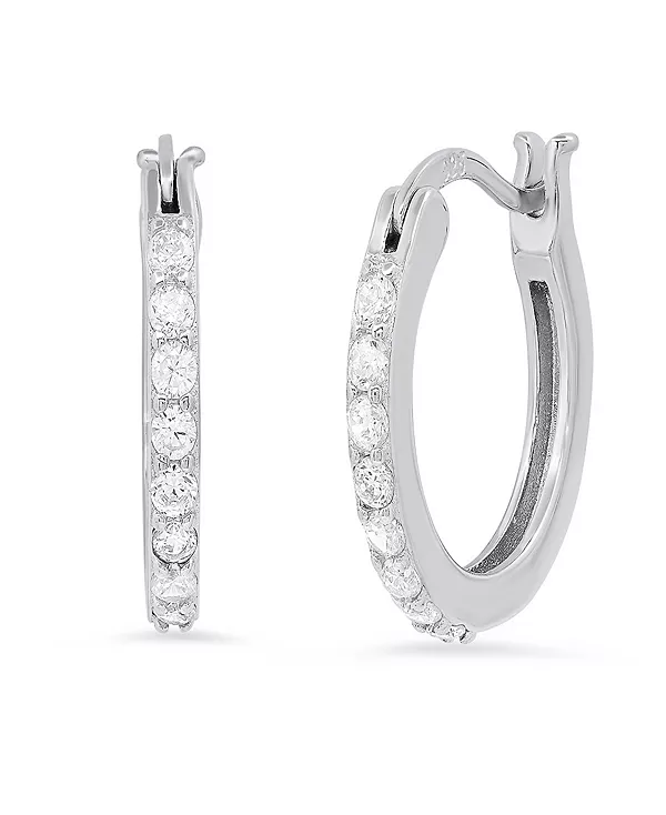 

Женские тонкие серьги-кольца из стерлингового серебра с имитацией бриллиантов Steeltime, silver