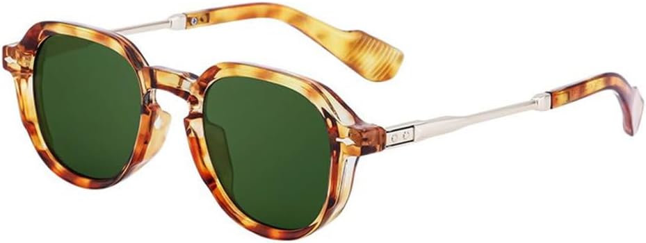 

Панк-солнцезащитные очки круглой формы для мужчин и женщин, роскошные, модные, в маленькой оправе, винтажные, в стиле стимпанк, с защитой от УФ-излучения UV400 TYUVIVO, C7demigreen