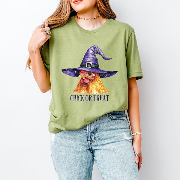 

Футболка с принтом Chick or treat в технике акварели Simply Sage Market, Light Green