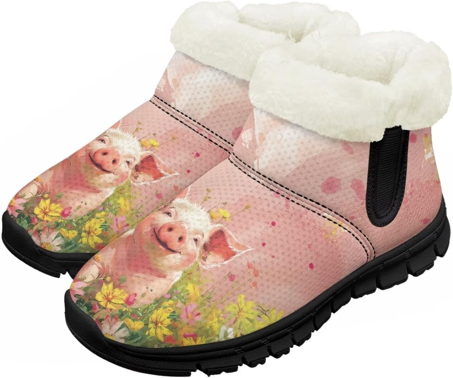 

Мальчик Девочка Снежные Ботинки Короткие Зимние Теплые Ботиночки Нескользящие Легкие Уличные Ботинки для Холодной Погоды Chririnla, Cute Piglet