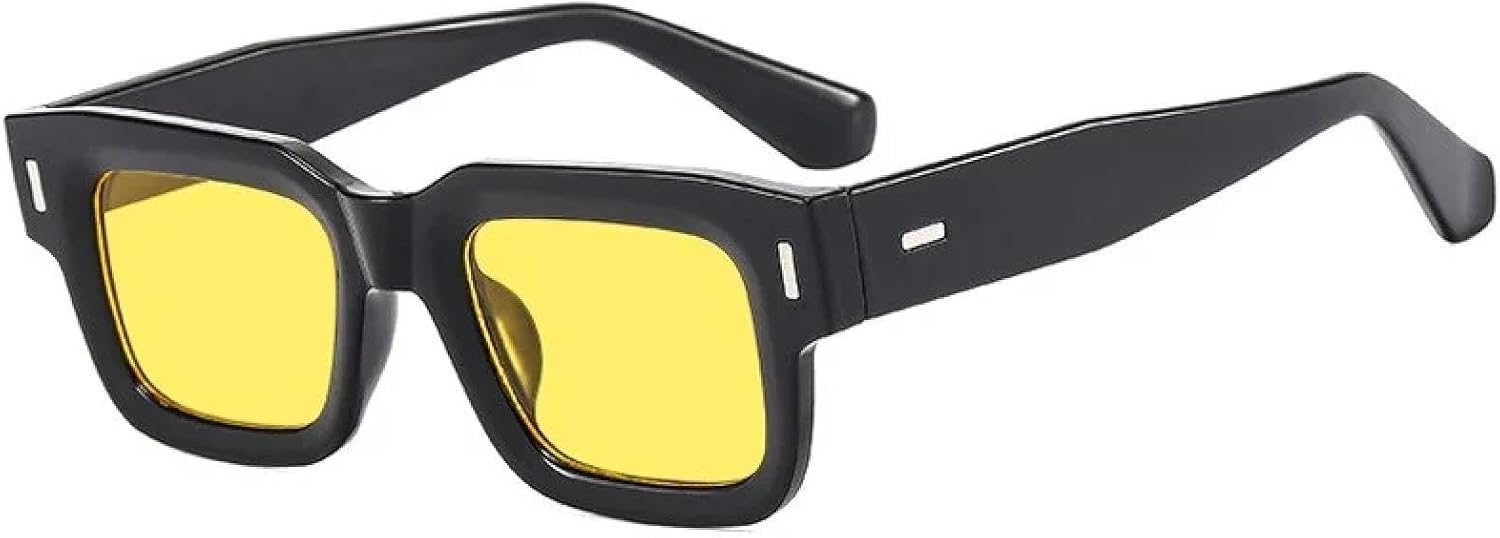 

Модные солнцезащитные очки с заклепками для мужчин, солнцезащитные очки UV400 в винтажном сером цвете, трендовые женские солнцезащитные очки с леопардовым принтом TVTBBVV, Black Yellow