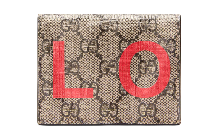 

GUCCI Кожаный клатч для карт унисекс черный с оранжево-красным