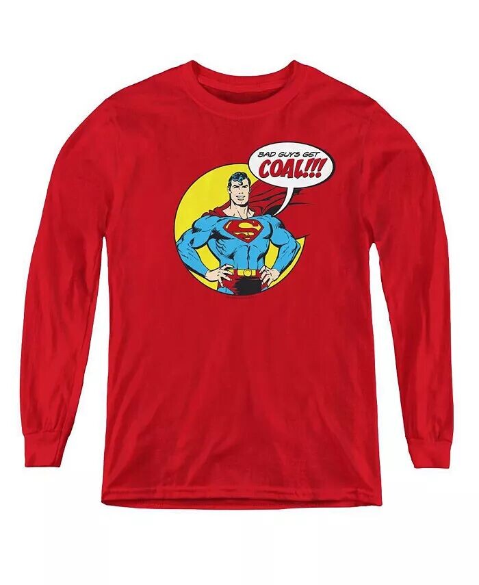 

Толстовка с длинным рукавом для мальчиков и подростков цвета угля DC Comics, красный