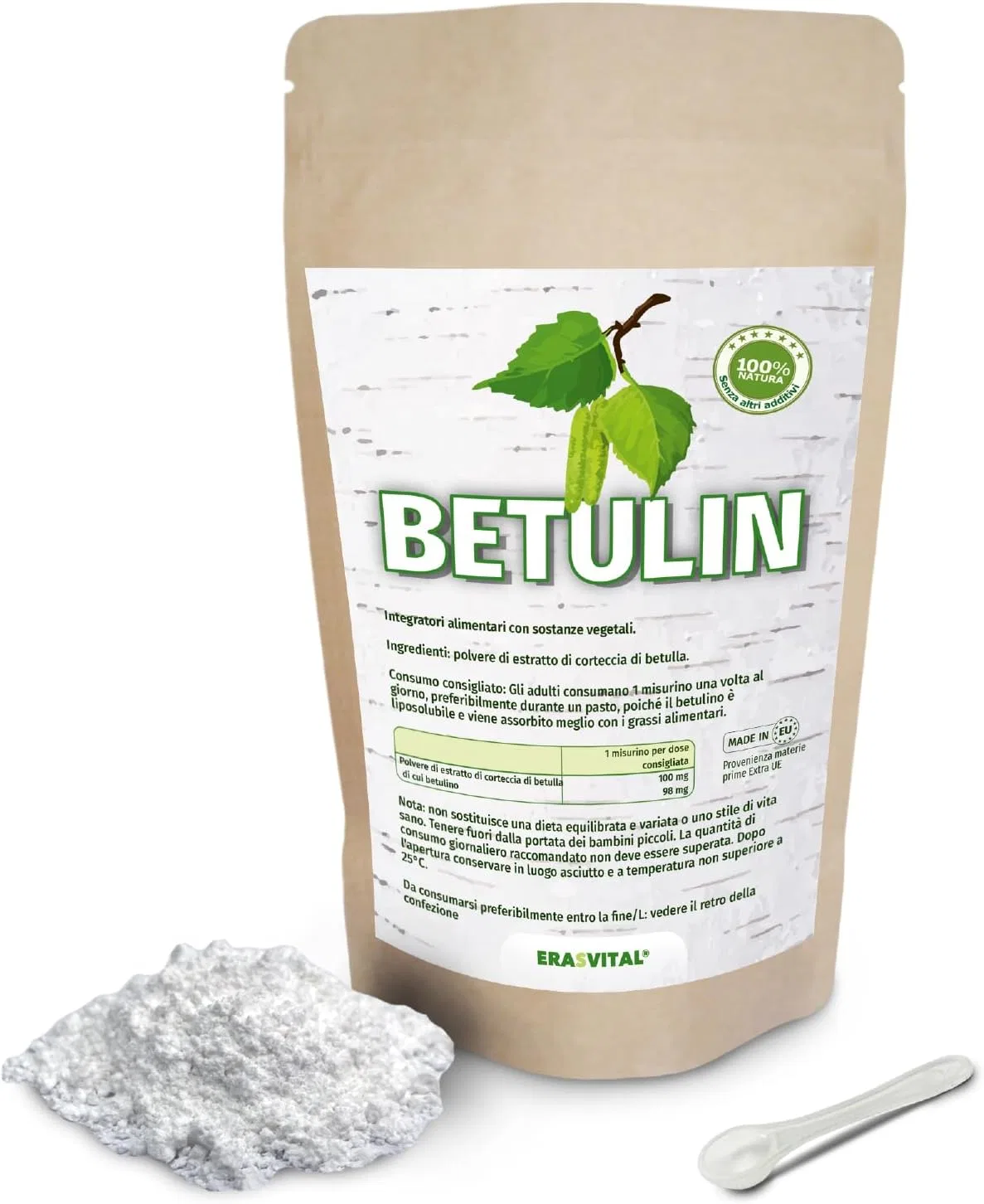 Экстракт березовой коры (бетулин) 98% для косметики, 30 г Erasvital