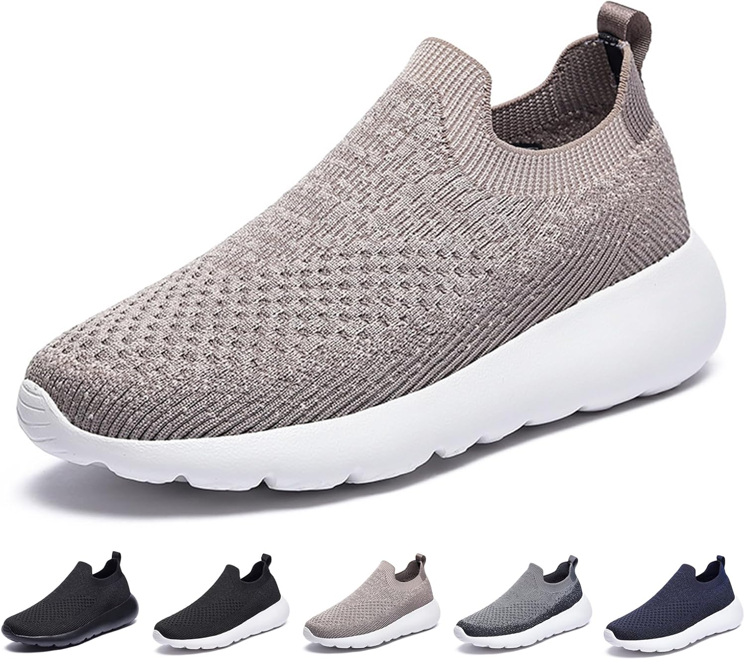 

Мужские вязаные кроссовки без шнурков для прогулок и спорта, повседневные, удобные, с круглым носком, мягкой подошвой, для тренировок, легкие, дышащие, с амортизирующей сеткой для бега Glbdu, хаки