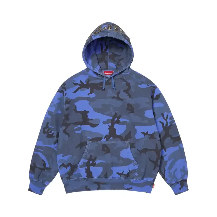 Толстовка Supreme Overdyed Studded Hooded Sweatshirt, синий