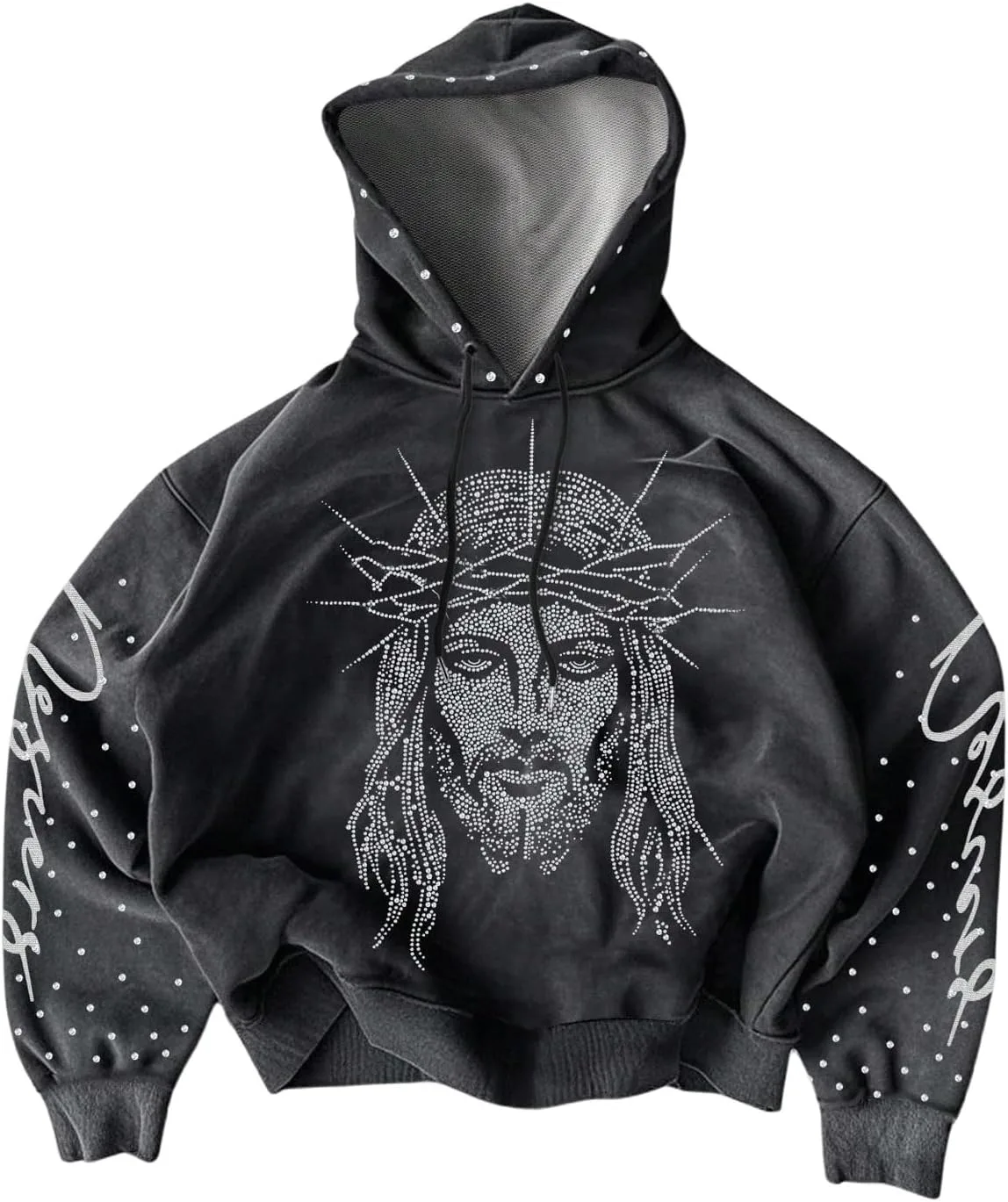 

Мужской худи Y2K с пайетками и стразами VIPWOLF