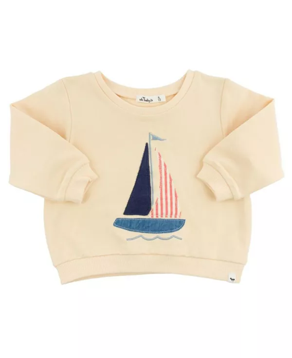 

Универсальная толстовка унисекс с аппликацией в виде парусника, Бруклин, свободного кроя - для малышей и детей постарше. Oh Baby!, белый