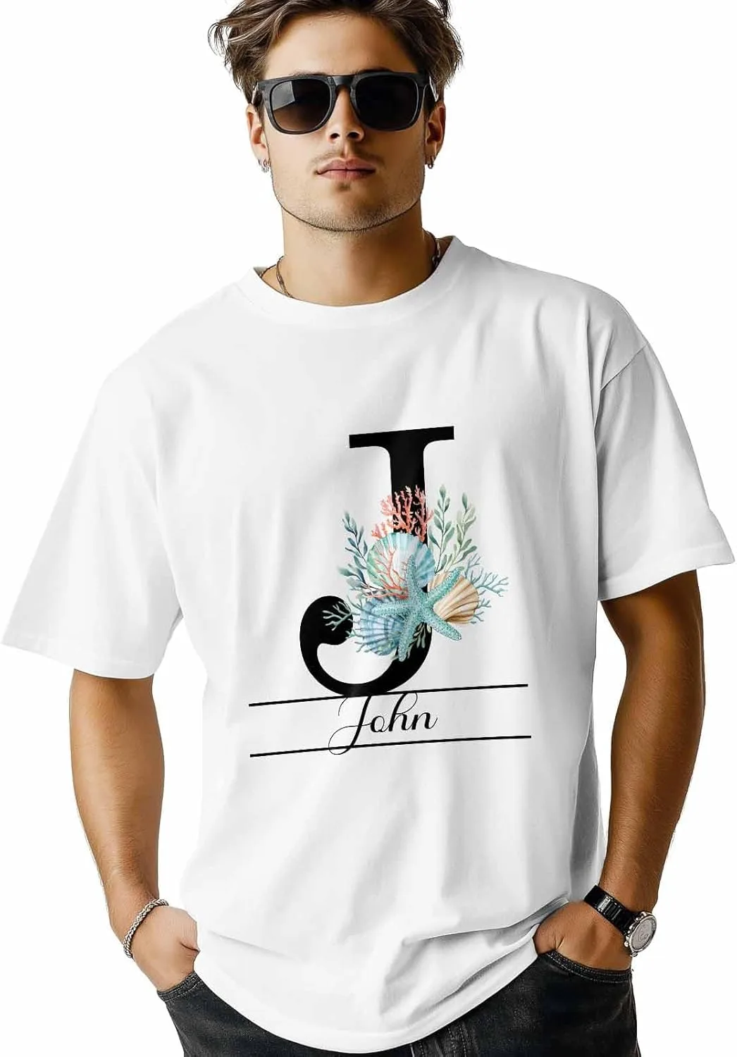 

Мужская футболка с коротким рукавом и принтом Letter Custom J NuYeBiofx