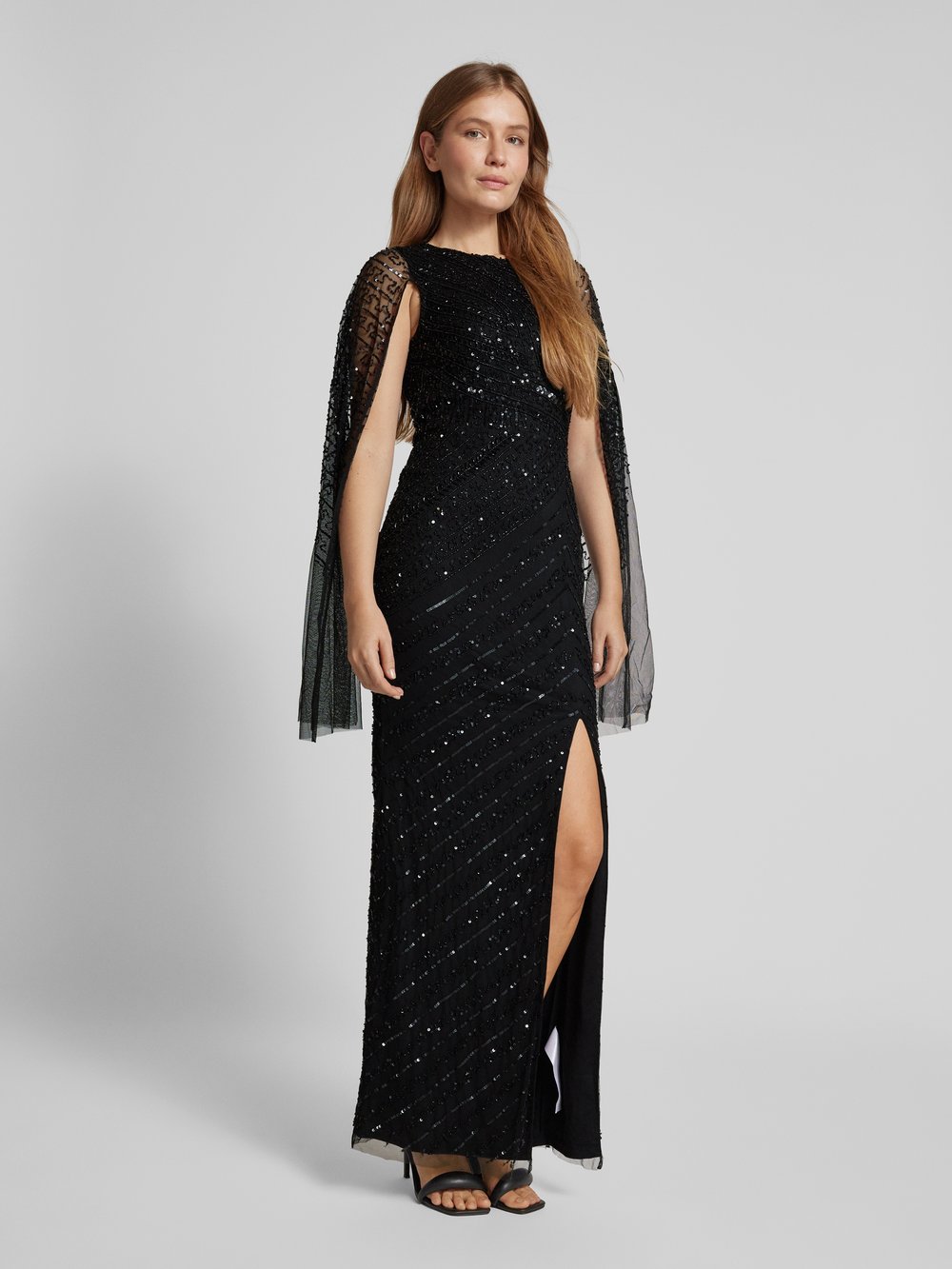 

Вечернее платье с рукавами-фонариками LACE & BEADS, черный