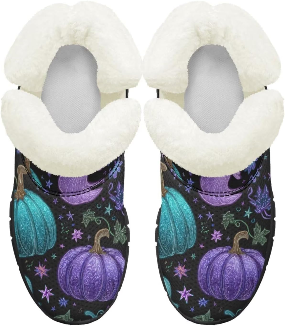 

Ботинки на осень-зиму для девочек, большие и маленькие дети, противоскользящие зимние ботинки, с меховой подкладкой, на липучке, повседневные Pointodoor, Trippy Pumpkin