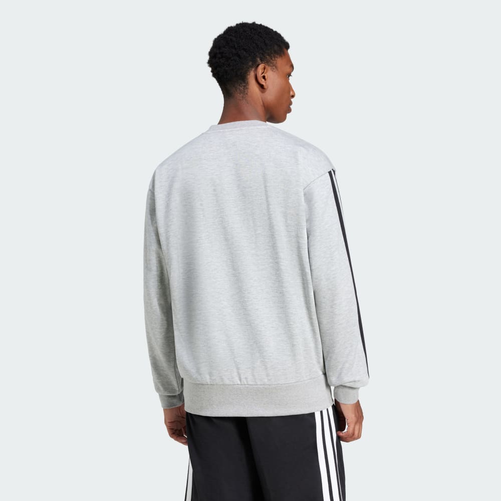 Толстовка Adidas Essentials 3-Stripes Fleece Sweatshirt, цвет Medium Grey Heather — фото 2